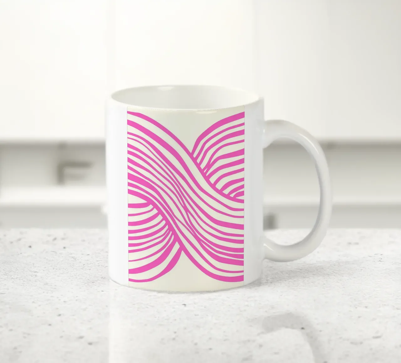 Wavy Lines Pattern Abstract Pink Graphic Art Print taza de cerámica de NorwesClub