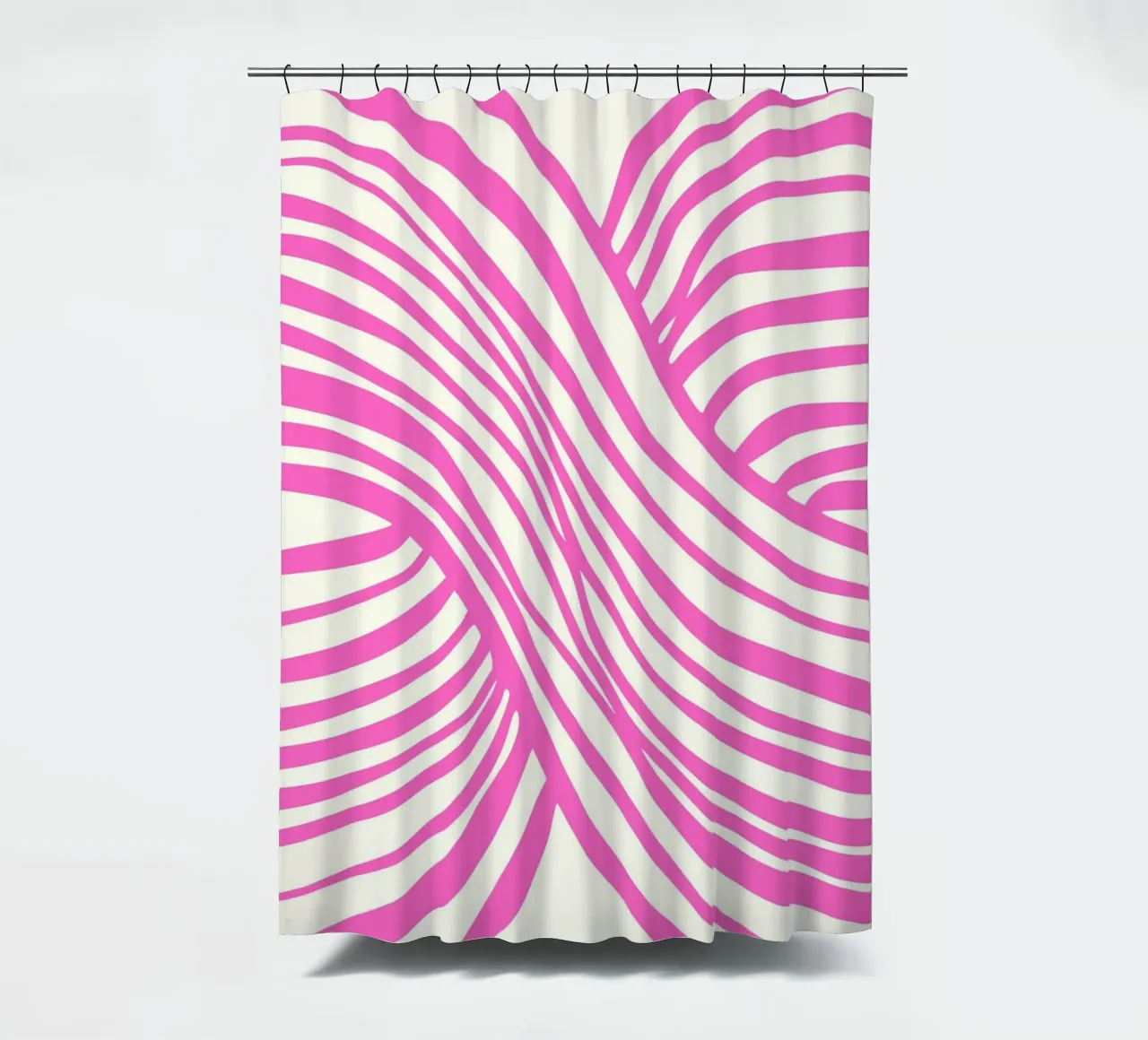 Wavy Lines Pattern Abstract Pink Graphic Art Print cortina de baño de NorwesClub