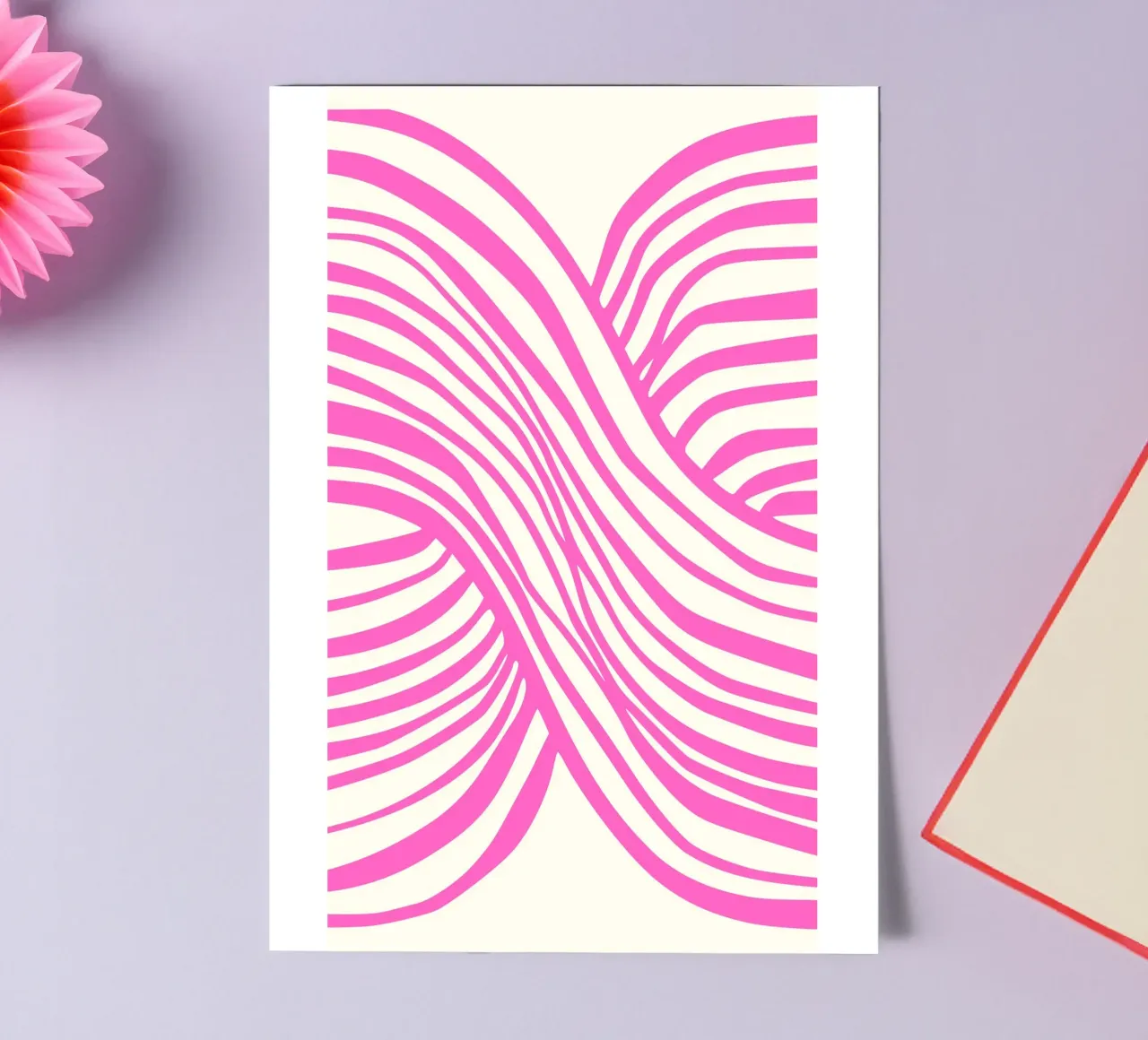 Wavy Lines Pattern Abstract Pink Graphic Art Print sticker sheet by NorwesClub