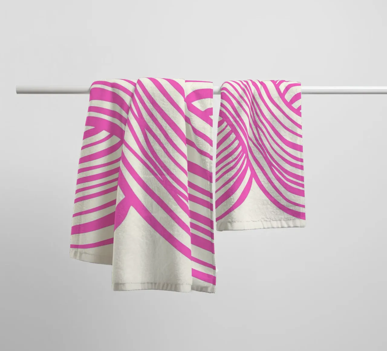 Wavy Lines Pattern Abstract Pink Graphic Art Print towel by NorwesClub