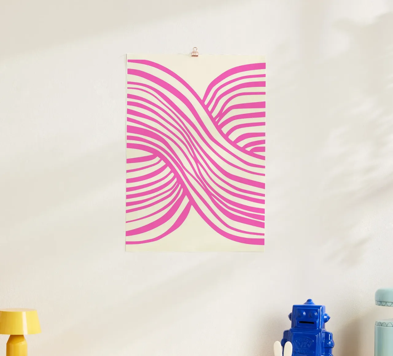 Wavy Lines Pattern Abstract Pink Graphic Art Print hahnemühle by NorwesClub