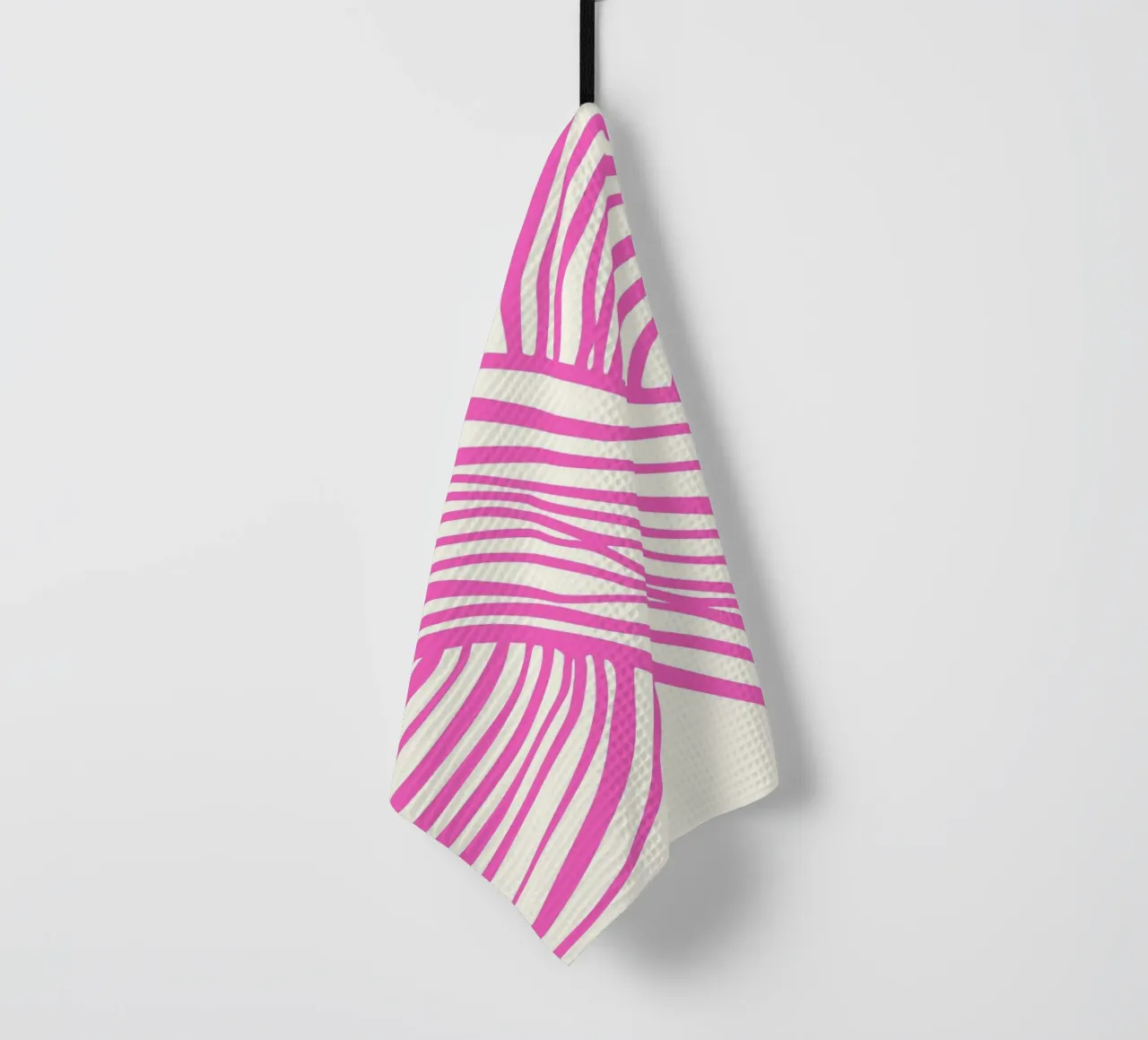 Wavy Lines Pattern Abstract Pink Graphic Art Print tea towel by NorwesClub