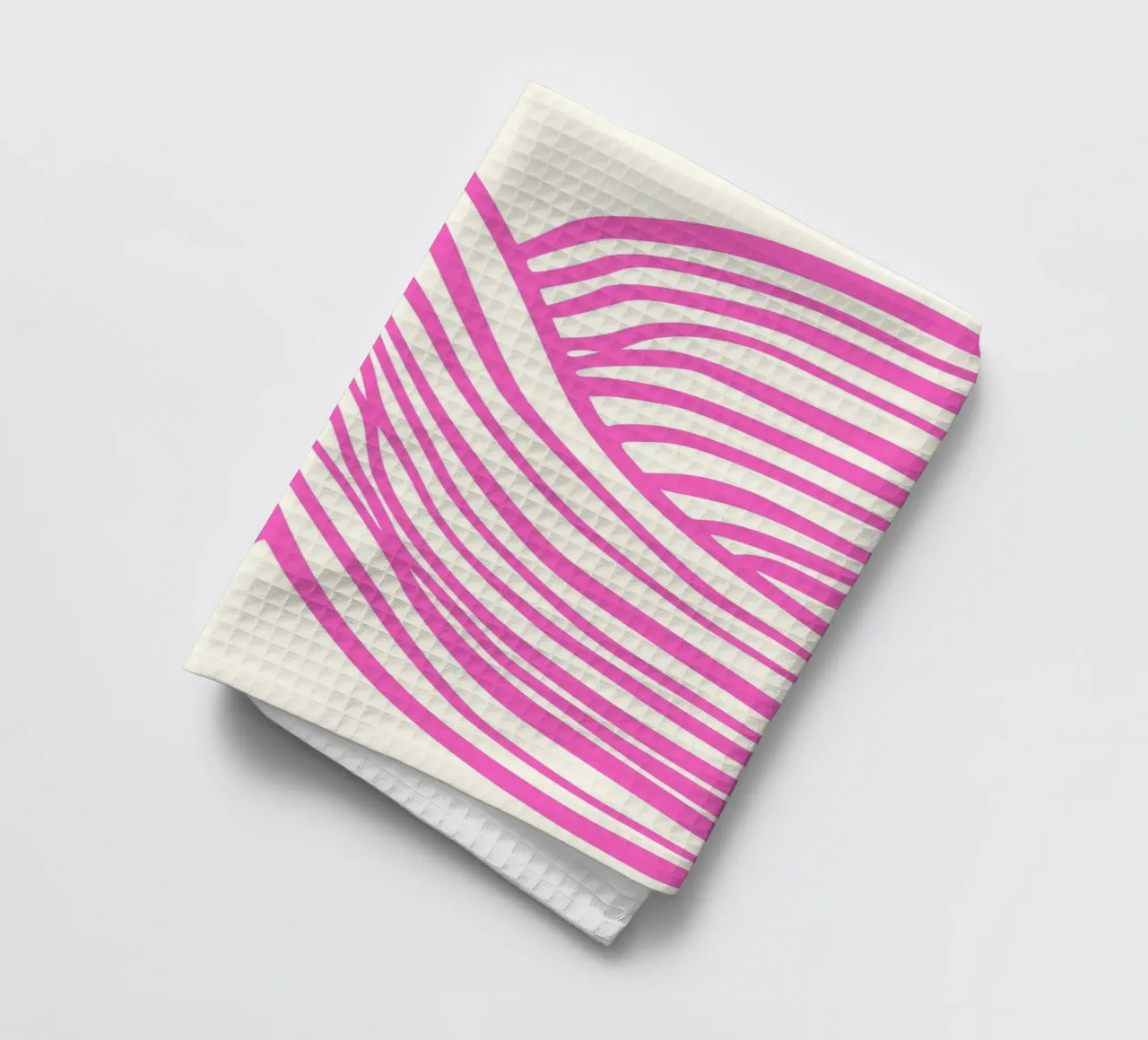 Wavy Lines Pattern Abstract Pink Graphic Art Print tea towel by NorwesClub