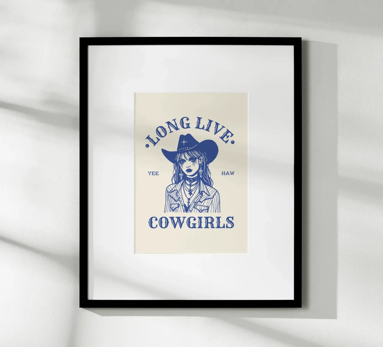 Larga vida a las vaqueras Western Illustration Art Print poster con marco de plástico de NorwesClub