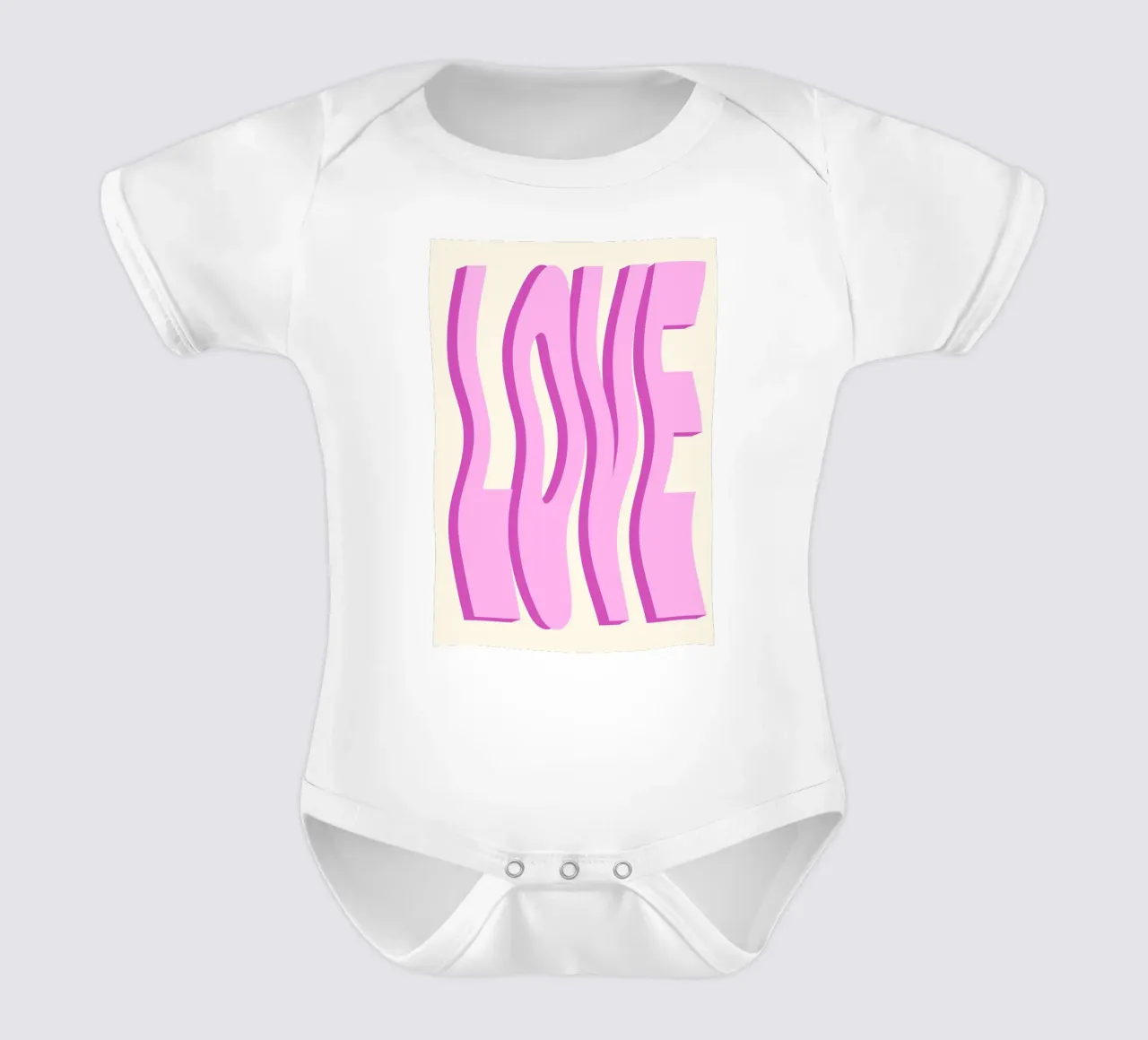 LOVE Wavy Text Abstract Typography Art Print short-sleeve baby romper by NorwesClub