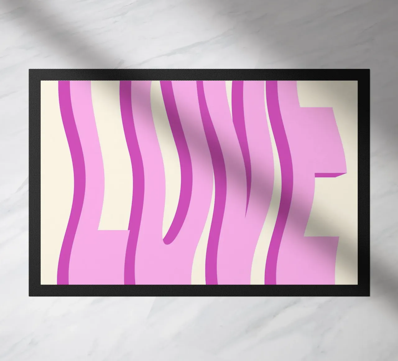 LOVE Wavy Text Abstract Typography Art Print doormat by NorwesClub