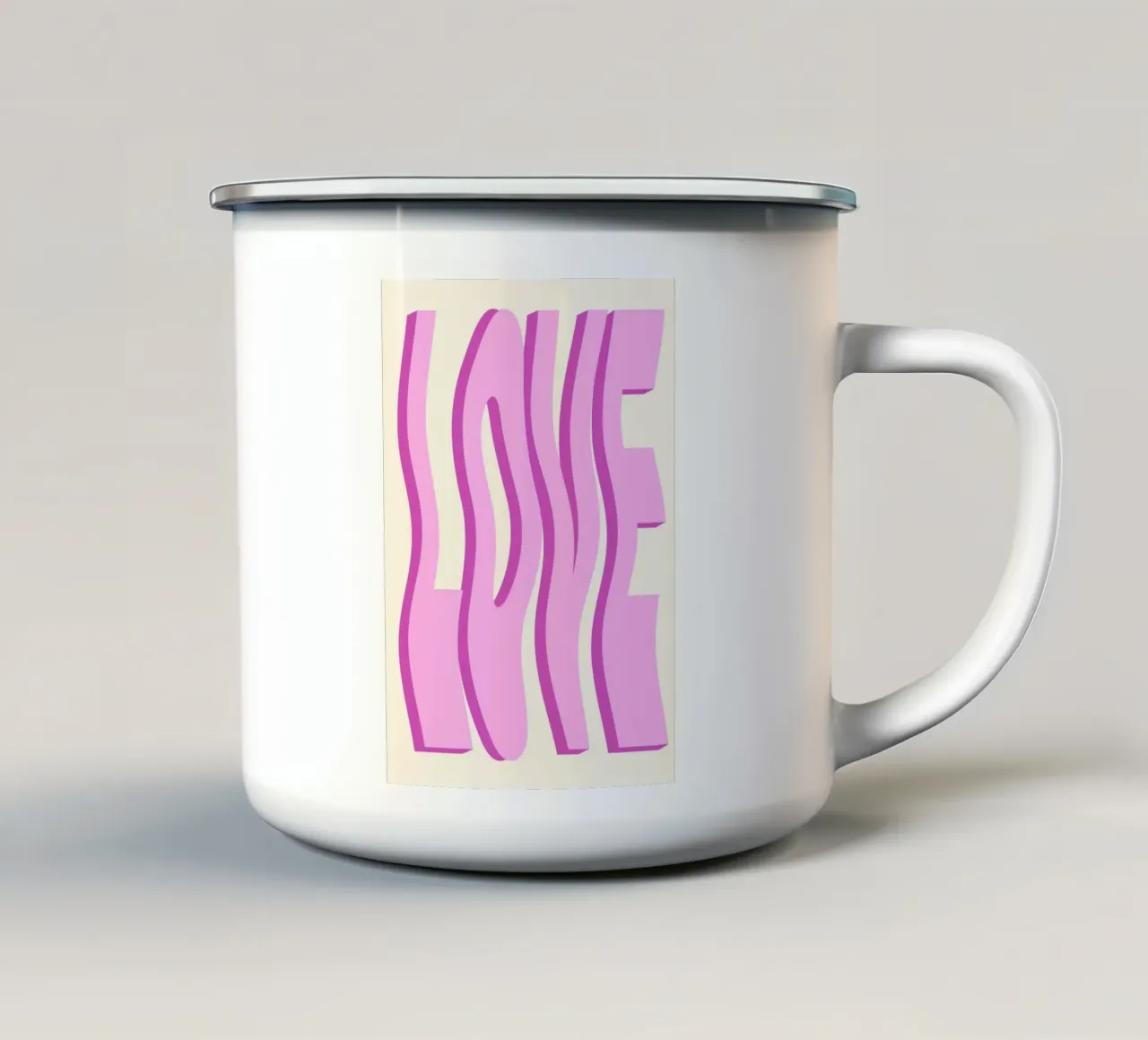 LOVE Wavy Text Abstract Typography Art Print enamel mug by NorwesClub
