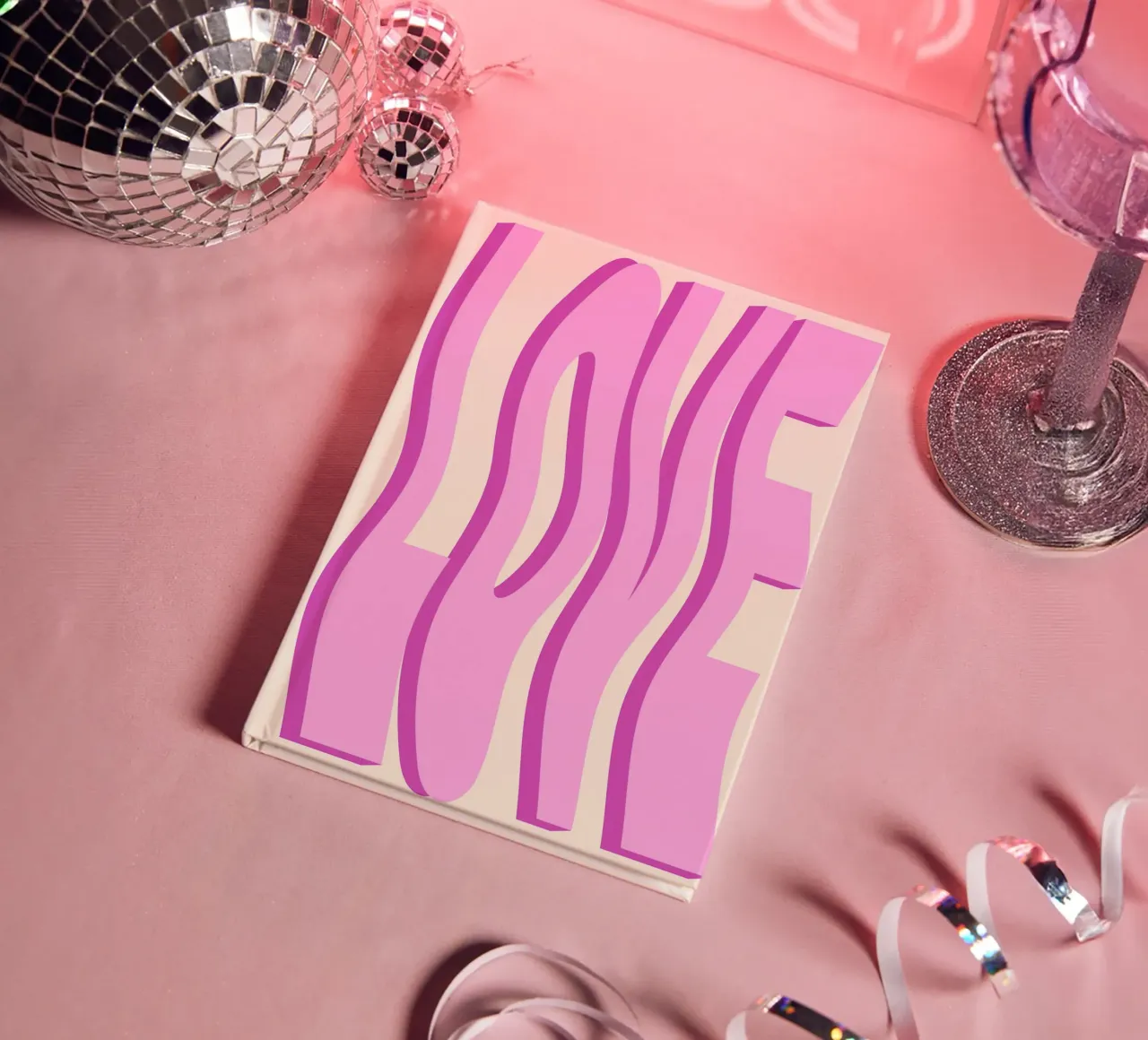 LOVE Wavy Text Abstract Typography Art Print notebook by NorwesClub