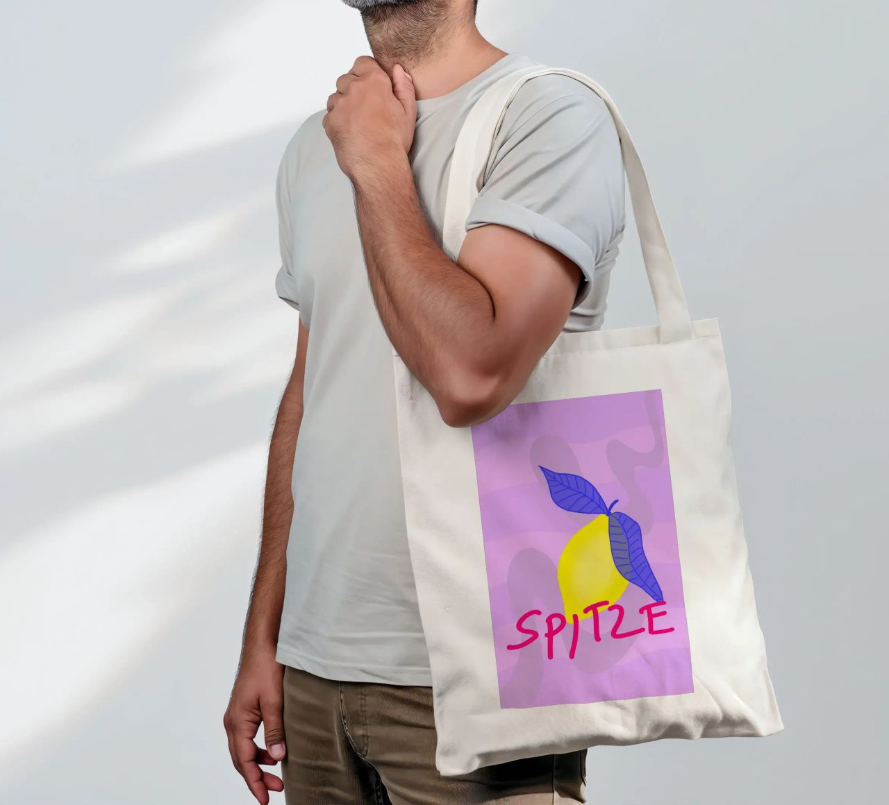 Spitzen Zitrone - pinke Schrift tote bag by wee-design