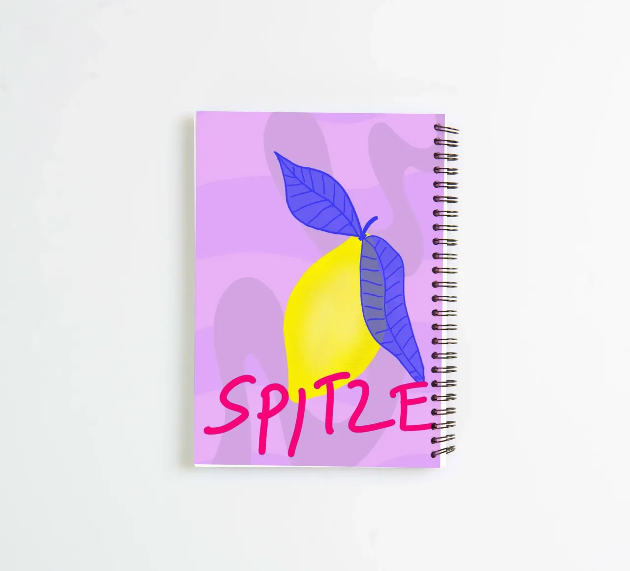 Spitzen Zitrone - pinke Schrift spiral notebook by wee-design