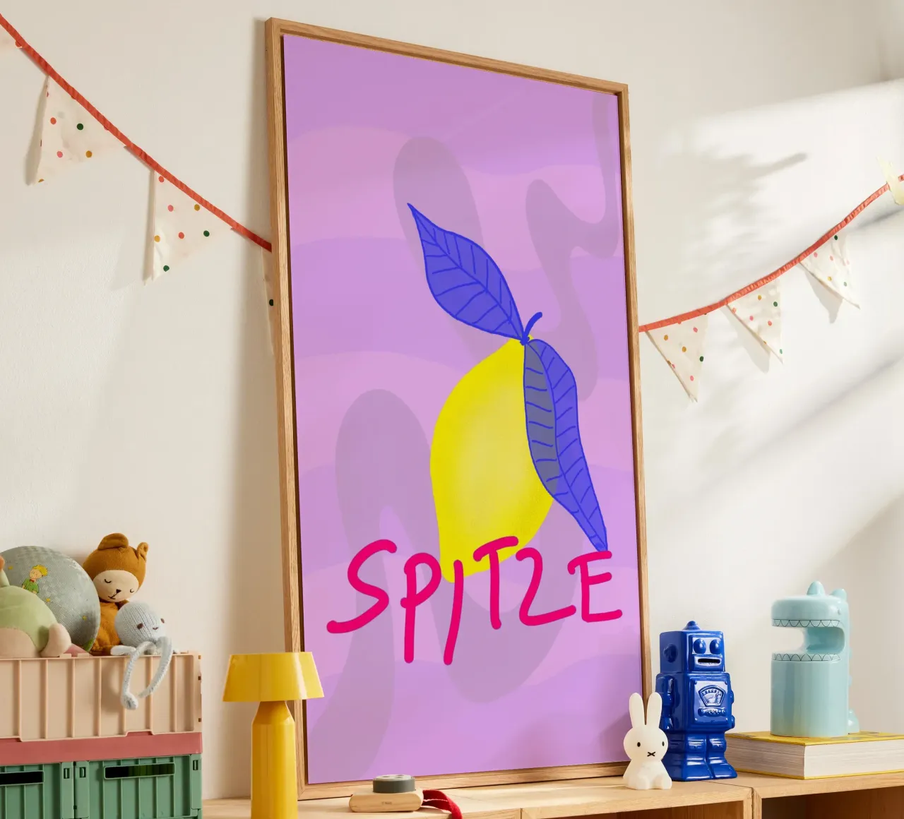 Spitzen Zitrone - pinke Schrift acryl van wee-design