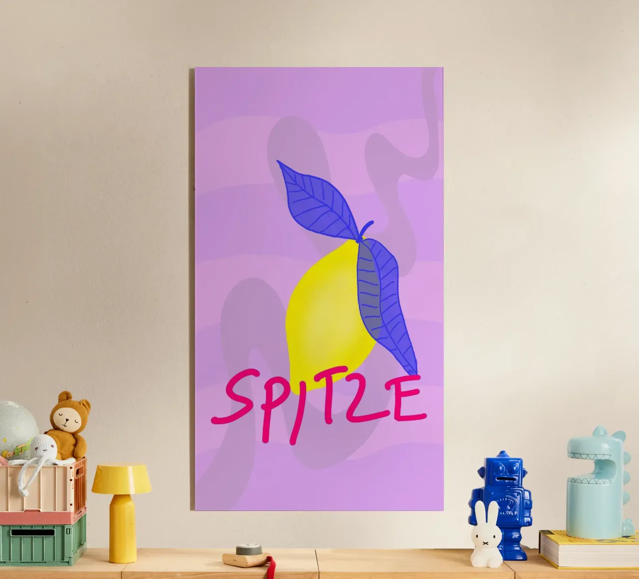Spitzen Zitrone - pinke Schrift acryl van wee-design