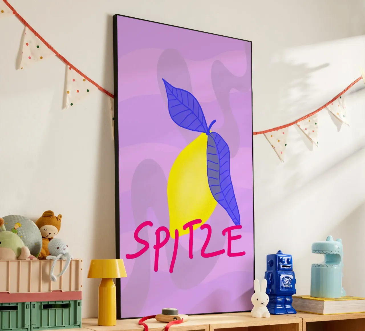 Spitzen Zitrone - pinke Schrift Alu-Dibond von wee-design