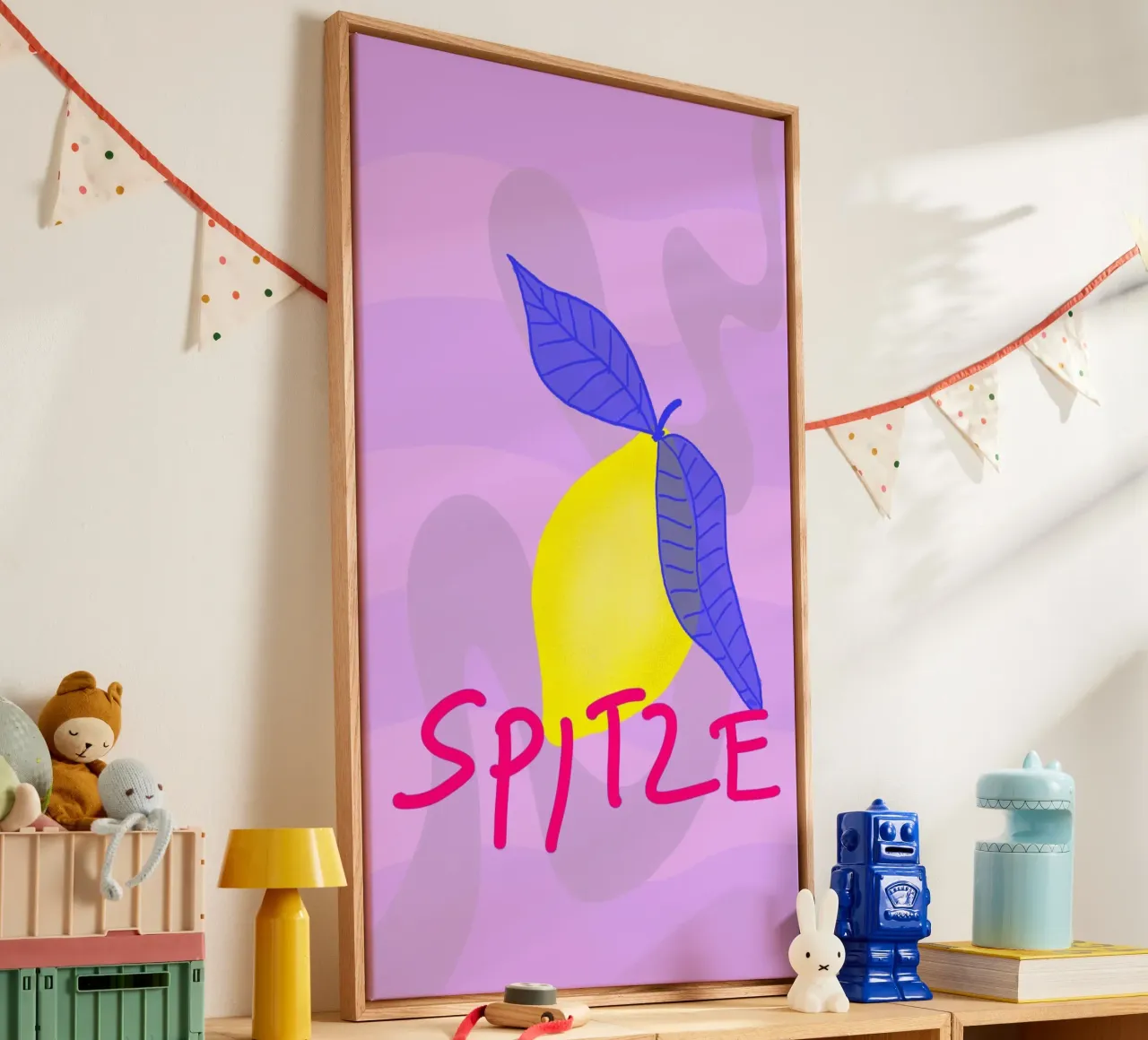 Spitzen Zitrone - pinke Schrift tela da wee-design