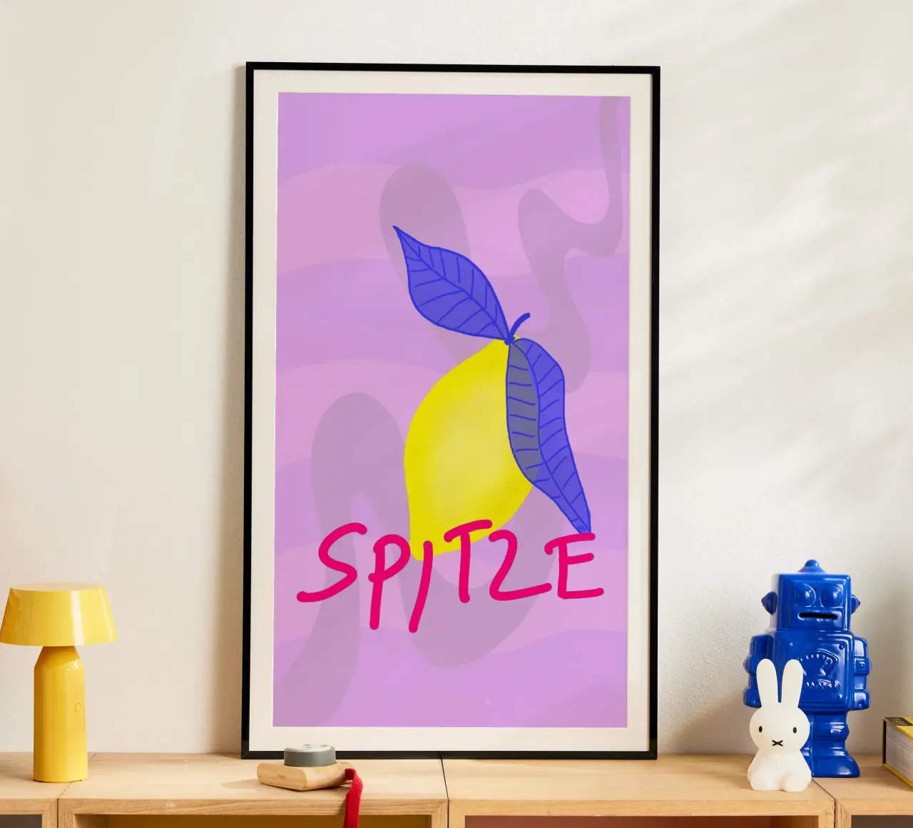 Spitzen Zitrone - pinke Schrift poster da wee-design