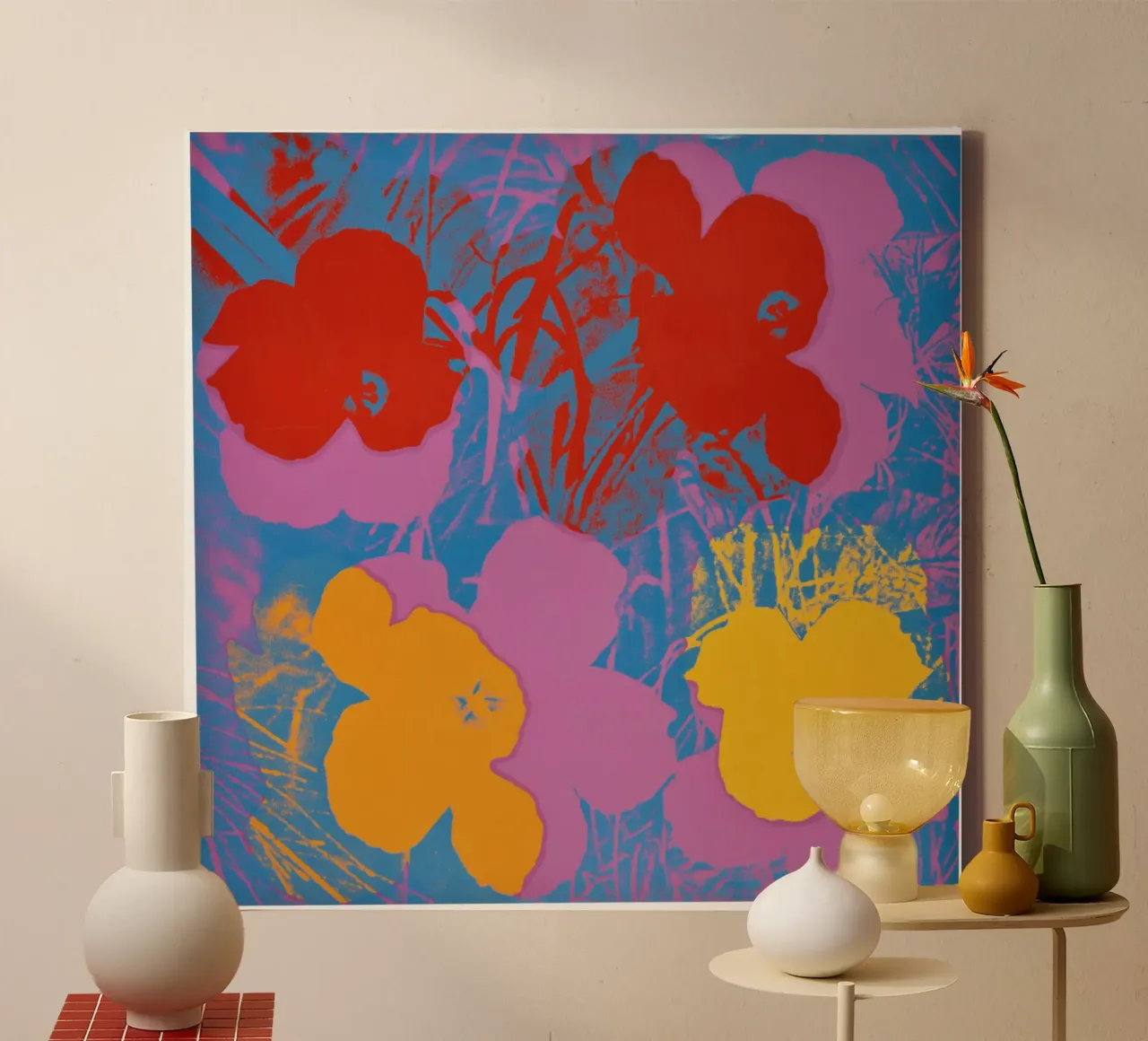 Fiori di Andy Warhol Stampa floreale colorata Pop Art tela con Cornice a cassetta da NorwesClub