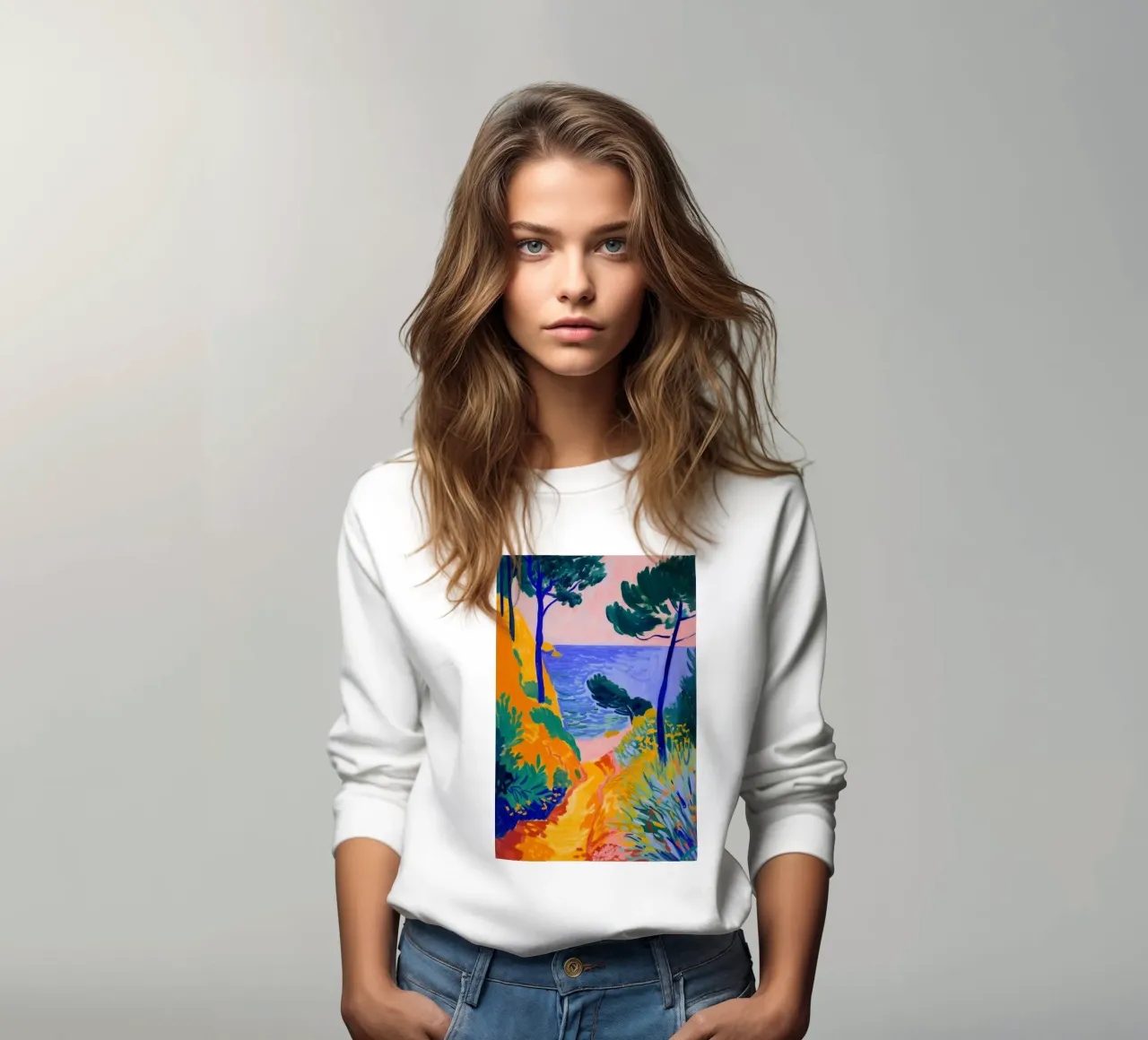Fauvistisch Kustlandschap Levendige Kunstdruk sweatshirt van NorwesClub