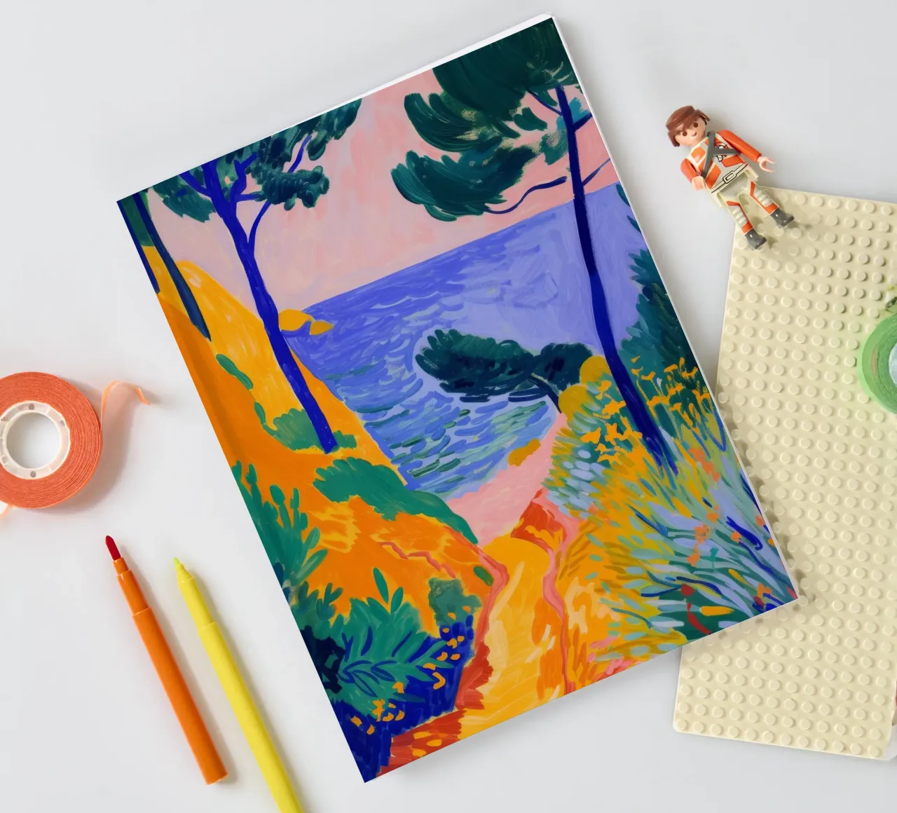 Fauvist Coastal Landscape Vibrant Art Print notebook by NorwesClub