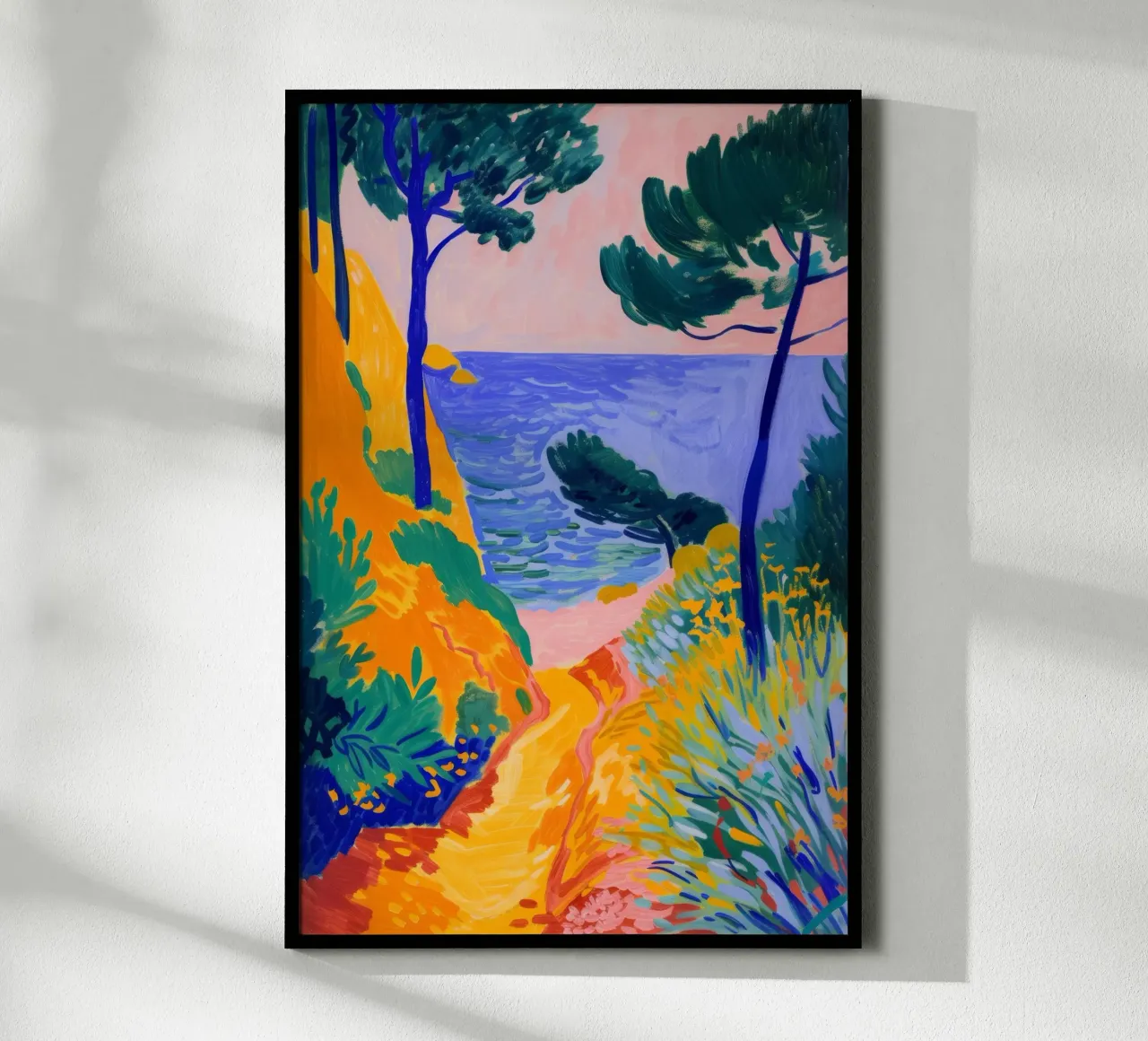 Fauvistisch Kustlandschap Levendige Kunstdruk poster met aluminium frame van NorwesClub