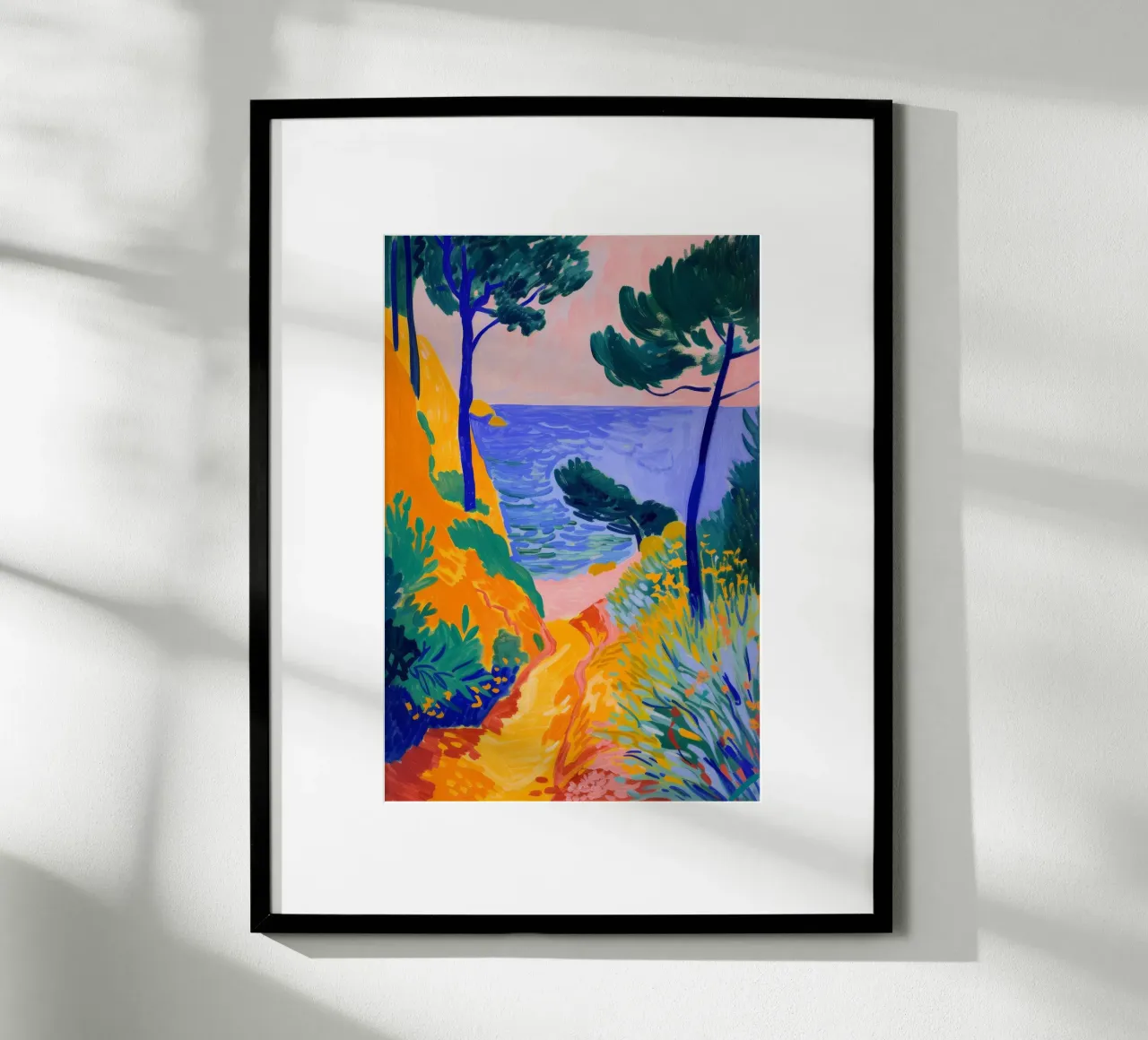 Fauvistisch Kustlandschap Levendige Kunstdruk poster met aluminium frame van NorwesClub