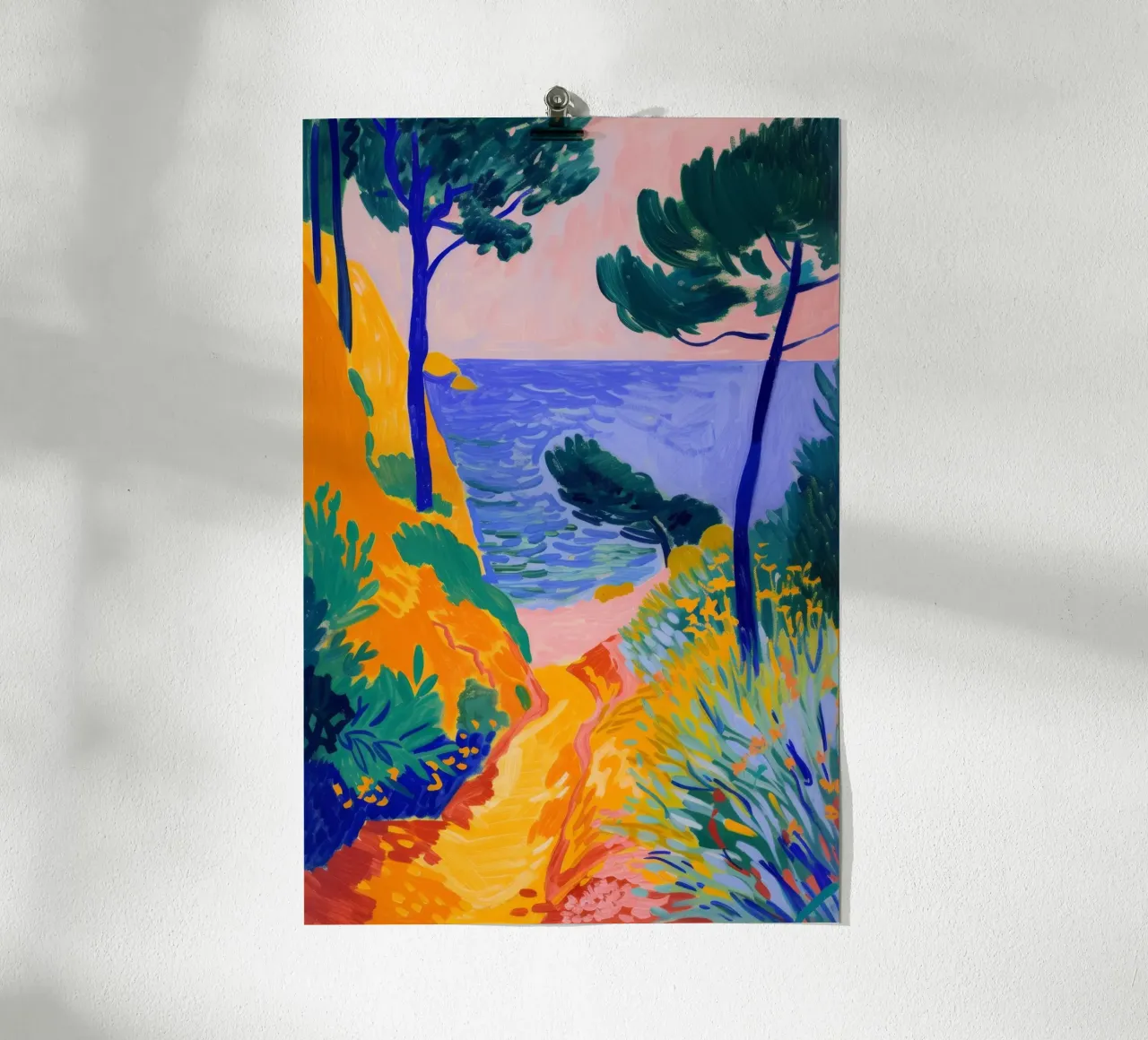 Fauvistisch Kustlandschap Levendige Kunstdruk poster met aluminium frame van NorwesClub
