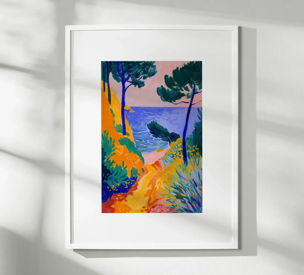 Fauvistisch Kustlandschap Levendige Kunstdruk poster met aluminium frame van NorwesClub