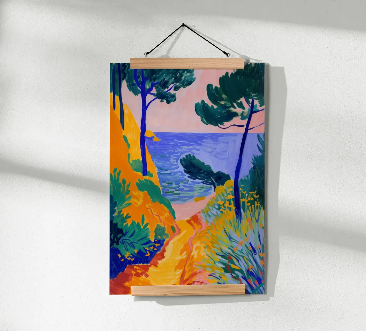 Fauvistisch Kustlandschap Levendige Kunstdruk poster met aluminium frame van NorwesClub