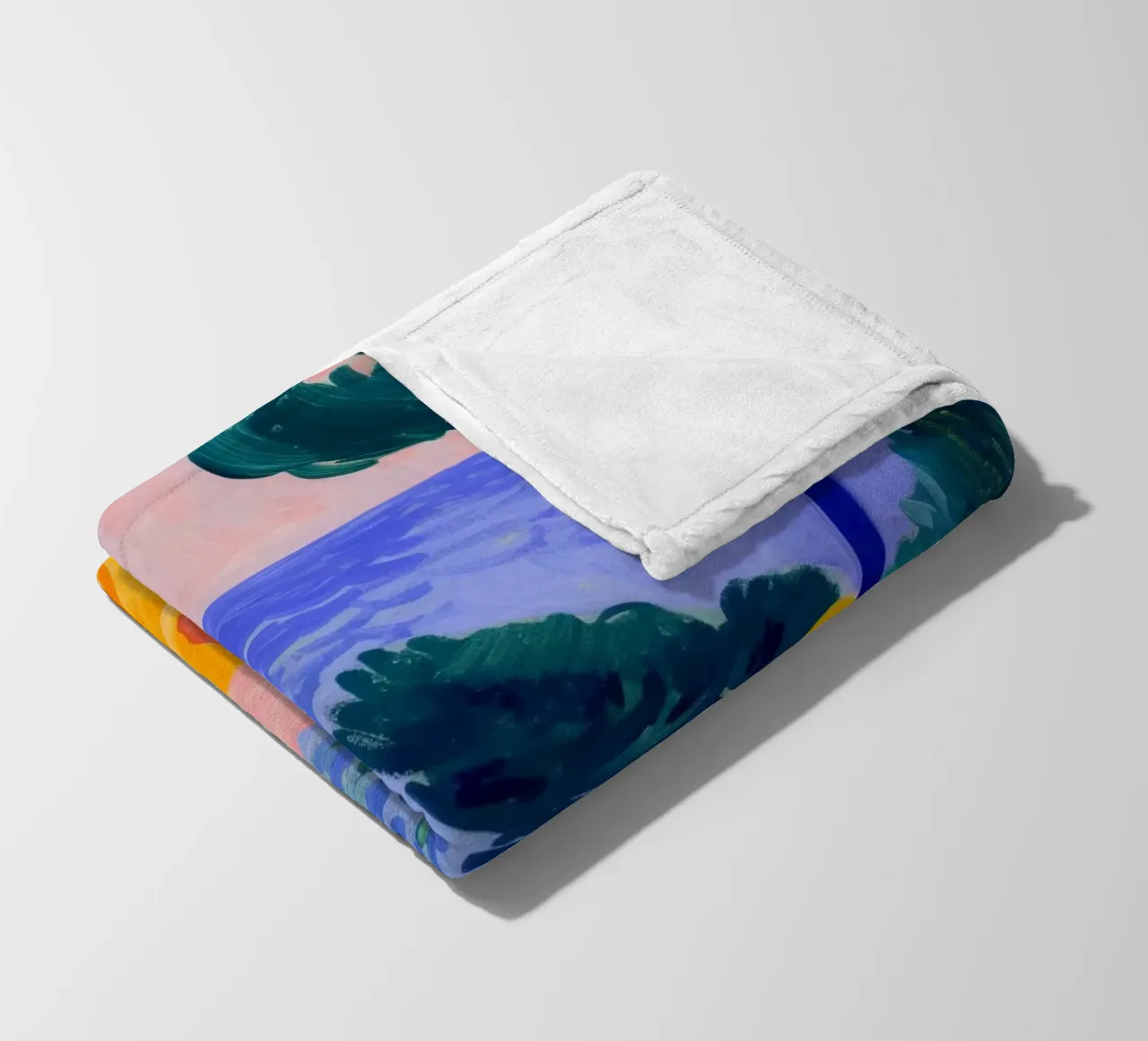 Fauvist Coastal Landscape Vibrant Art Print fleece blanket by NorwesClub