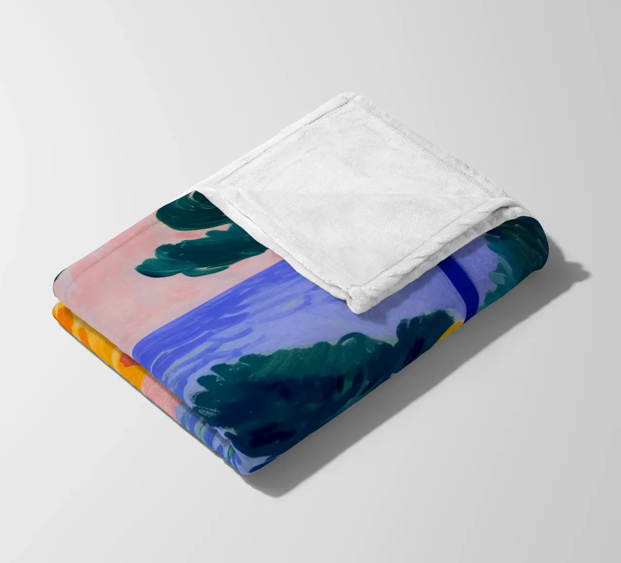 Fauvist Coastal Landscape Vibrant Art Print fleece blanket by NorwesClub