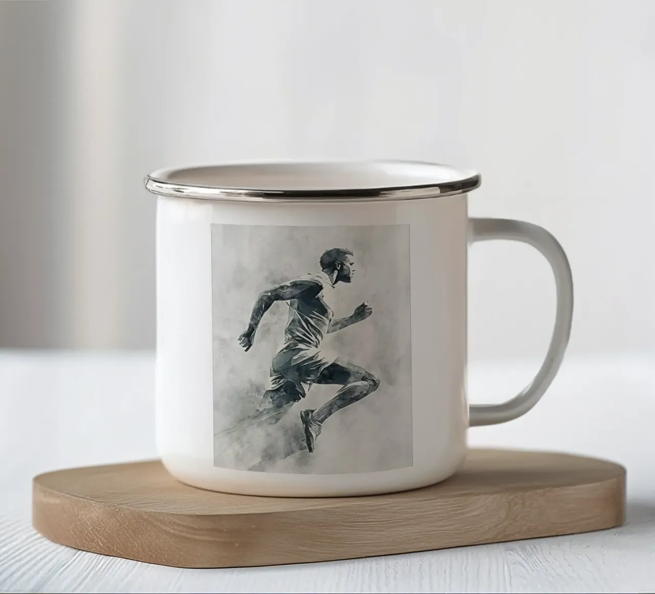 Running art Emaille Tasse von Mateo