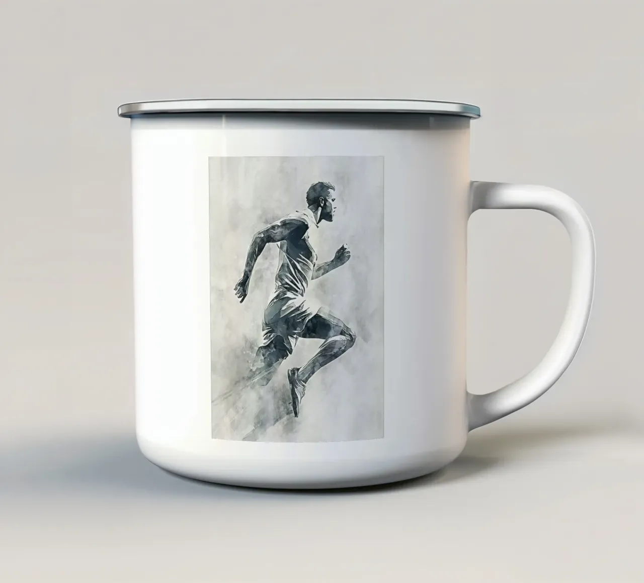 Running art Emaille Tasse von Mateo