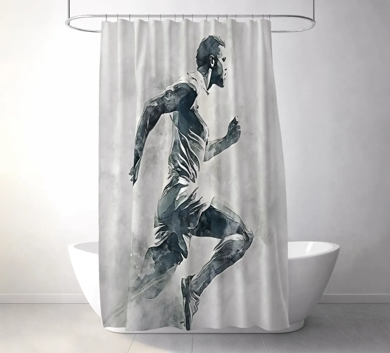 Running art cortina de baño de Mateo