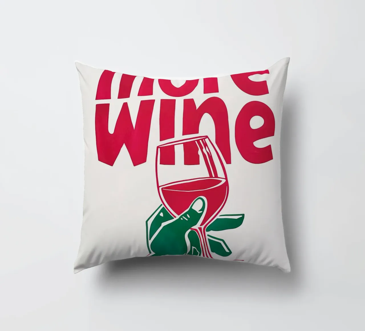 More Wine Minimalist Print | Arte murale di tendenza per cucina e bar cuscino da NorwesClub