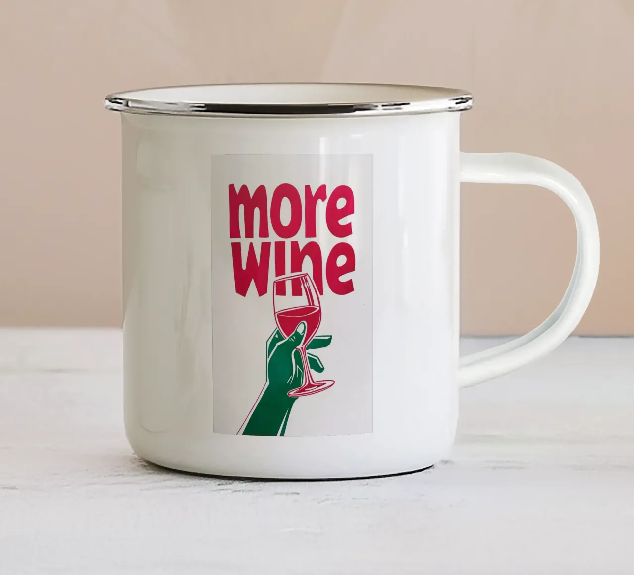 More Wine Minimalist Print | Arte murale di tendenza per cucina e bar tazza in smalto da NorwesClub