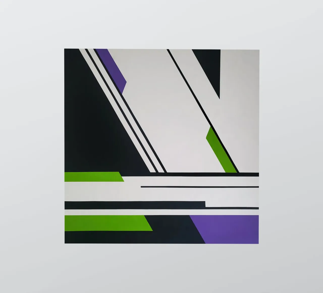 Angles vifs et lignes audacieuses en vert et violet autocollant de Artbyvo