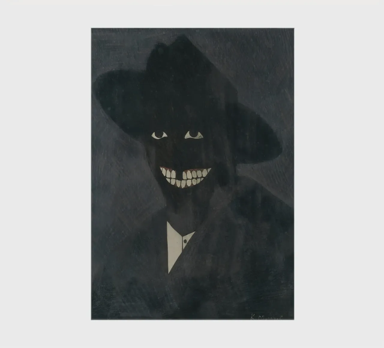 Mysterious Grinning Man Print | Dark Expressive Art notebook by NorwesClub