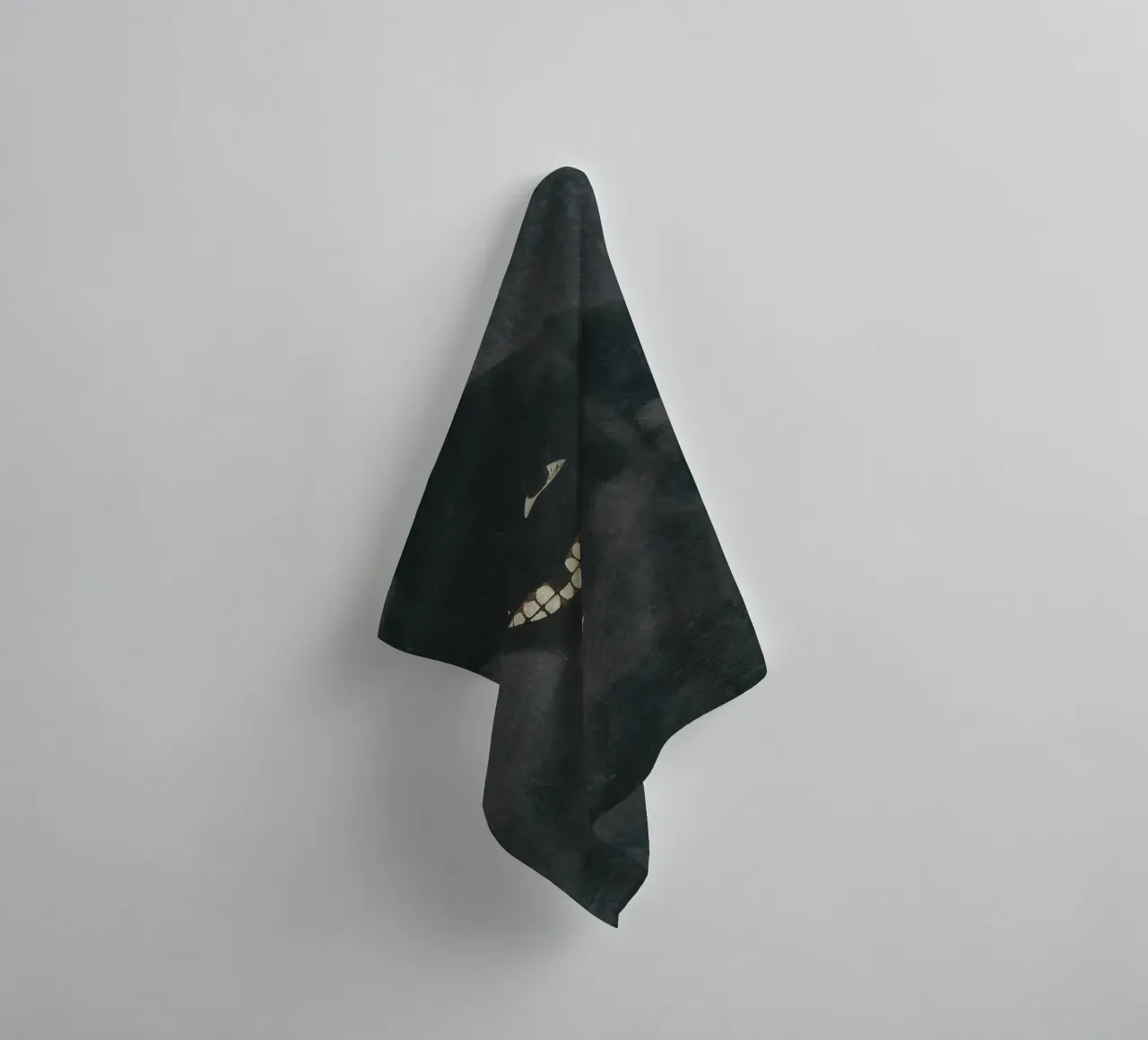 Mysterious Grinning Man Print | Dark Expressive Art towel by NorwesClub