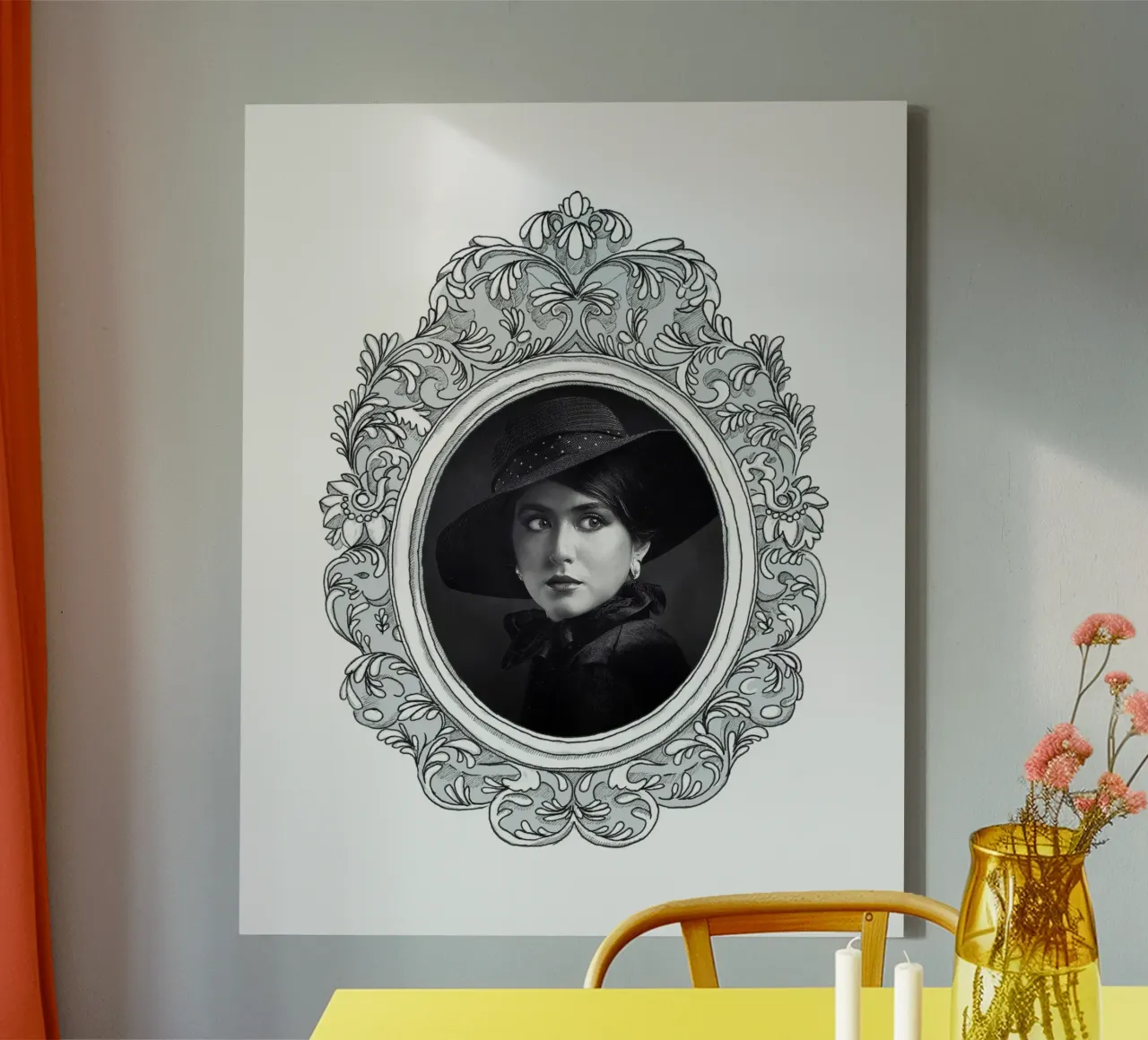 Illustration picture frame canvas with Floater frame by Face & Content