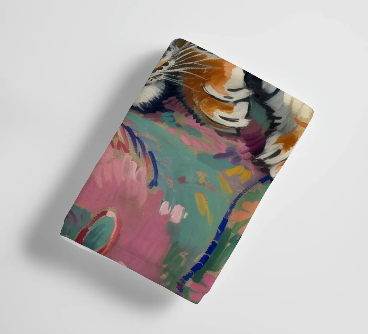 Tiger on Couch Print | Vibrant Maximalist Animal Art towel by NorwesClub