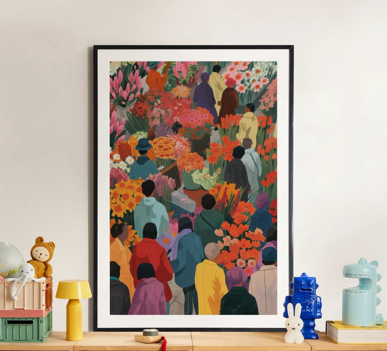 Afdrukken van levendige bloemenmarkten | Expressieve stedelijke kunst poster van NorwesClub