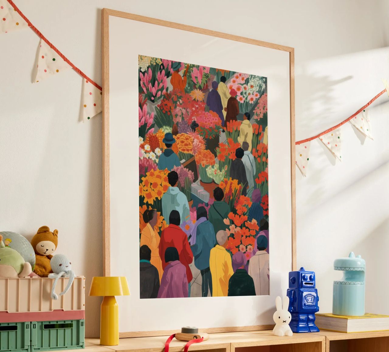 Afdrukken van levendige bloemenmarkten | Expressieve stedelijke kunst poster van NorwesClub