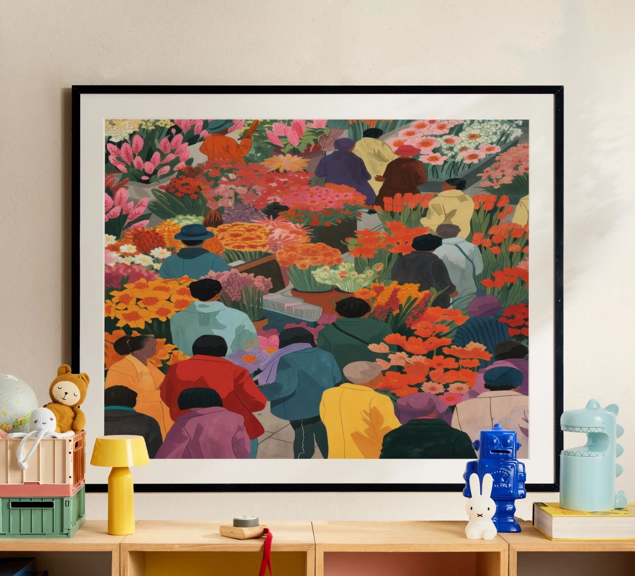 Afdrukken van levendige bloemenmarkten | Expressieve stedelijke kunst poster van NorwesClub
