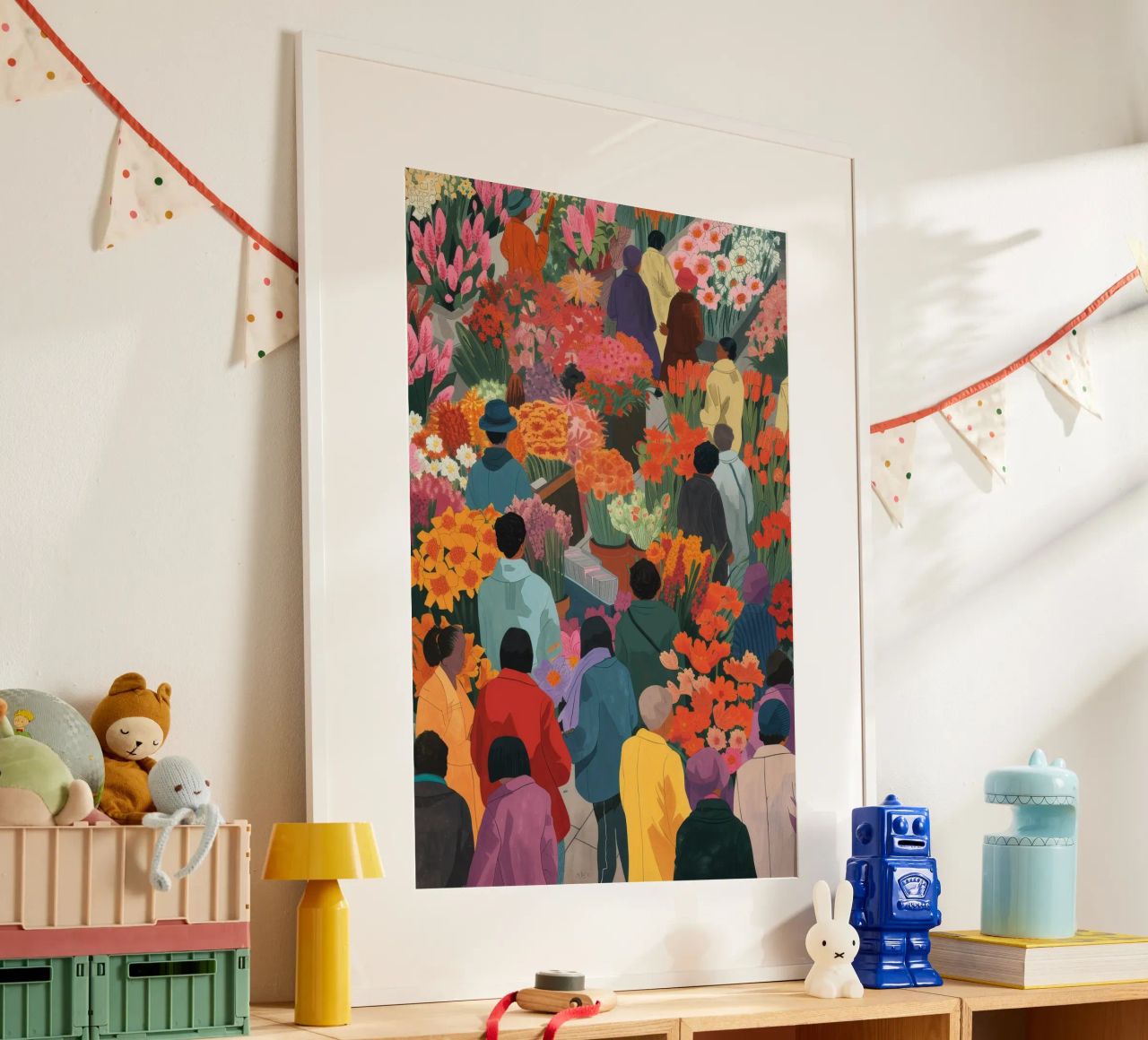 Afdrukken van levendige bloemenmarkten | Expressieve stedelijke kunst poster van NorwesClub