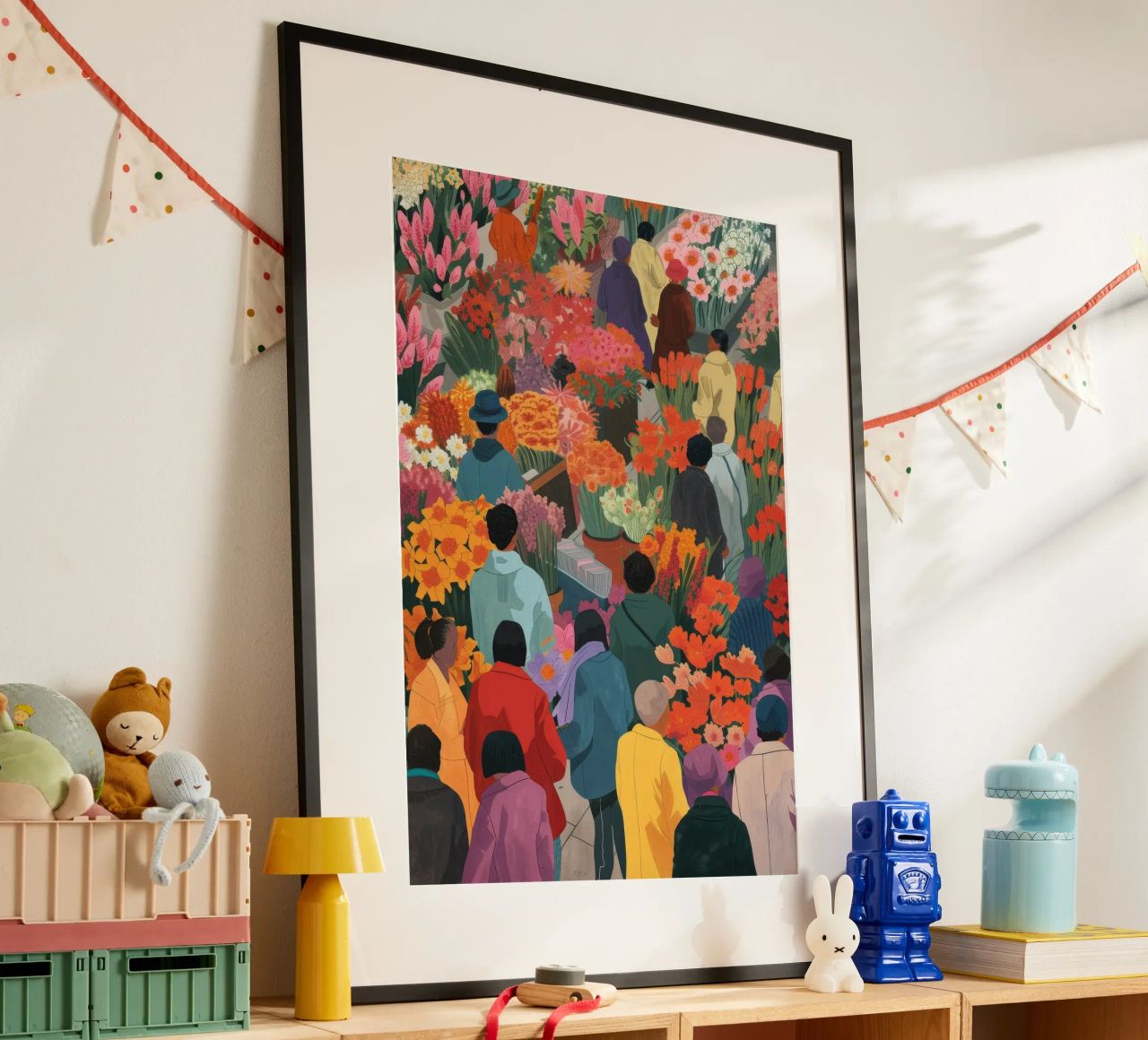 Afdrukken van levendige bloemenmarkten | Expressieve stedelijke kunst poster van NorwesClub