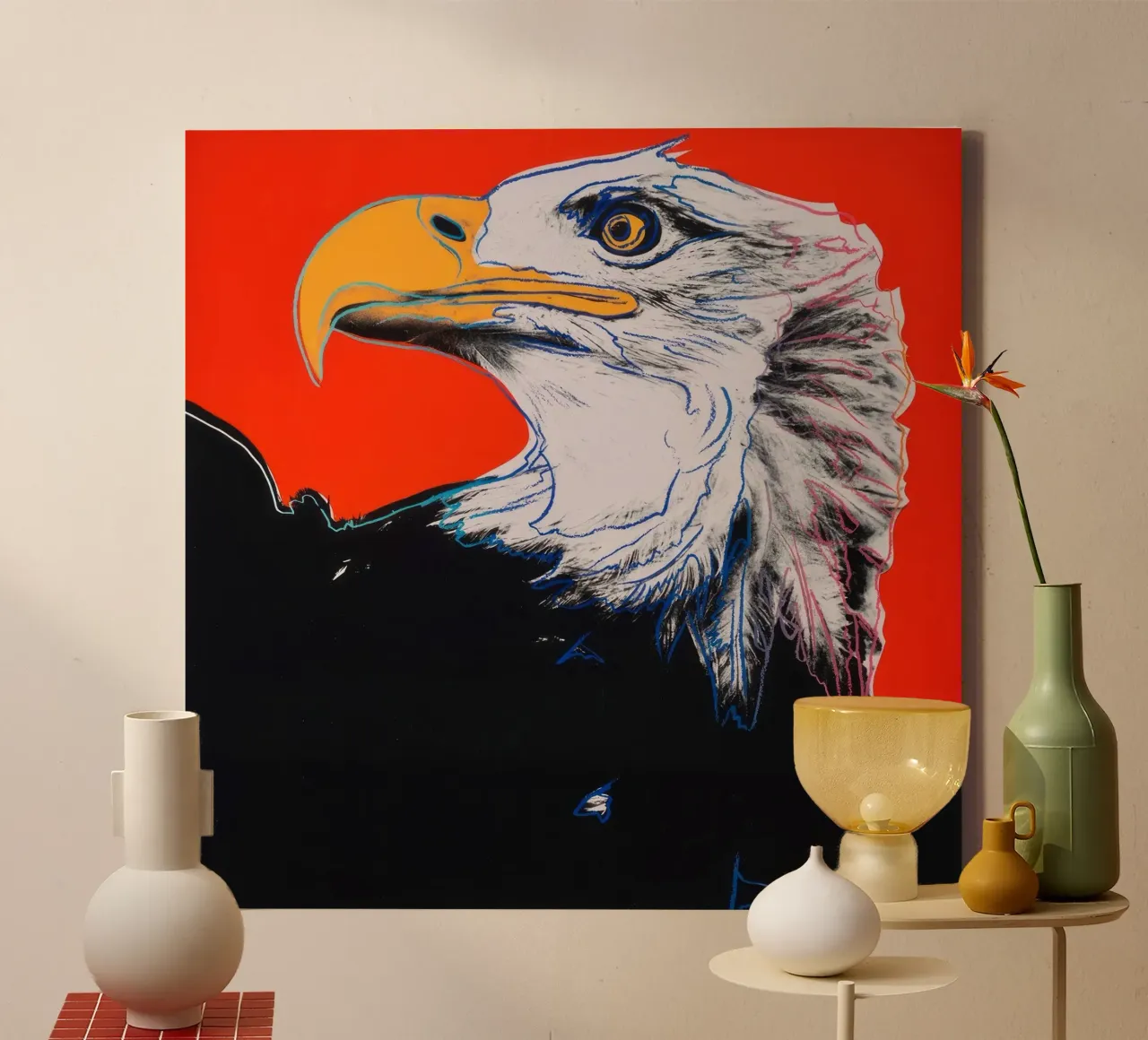 Warhol Bald Eagle Print | Pop Art Iconic Wildlife canvas met Baklijst van NorwesClub