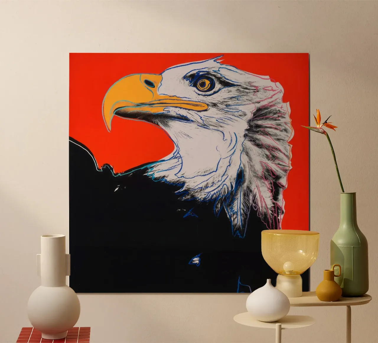 Warhol Águila Calva Print | Pop Art Iconic Wildlife poster con marco de plástico de NorwesClub