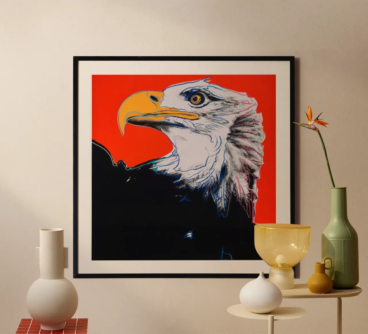 Warhol Águila Calva Print | Pop Art Iconic Wildlife poster con marco de plástico de NorwesClub