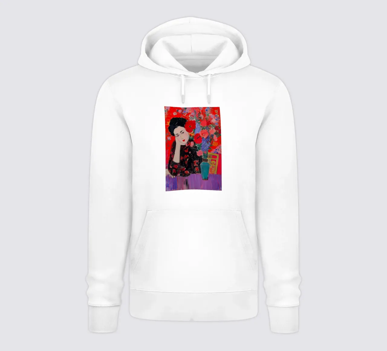 Mujer con Flores Print | Vibrant Decorative Art sudadera con capucha de NorwesClub