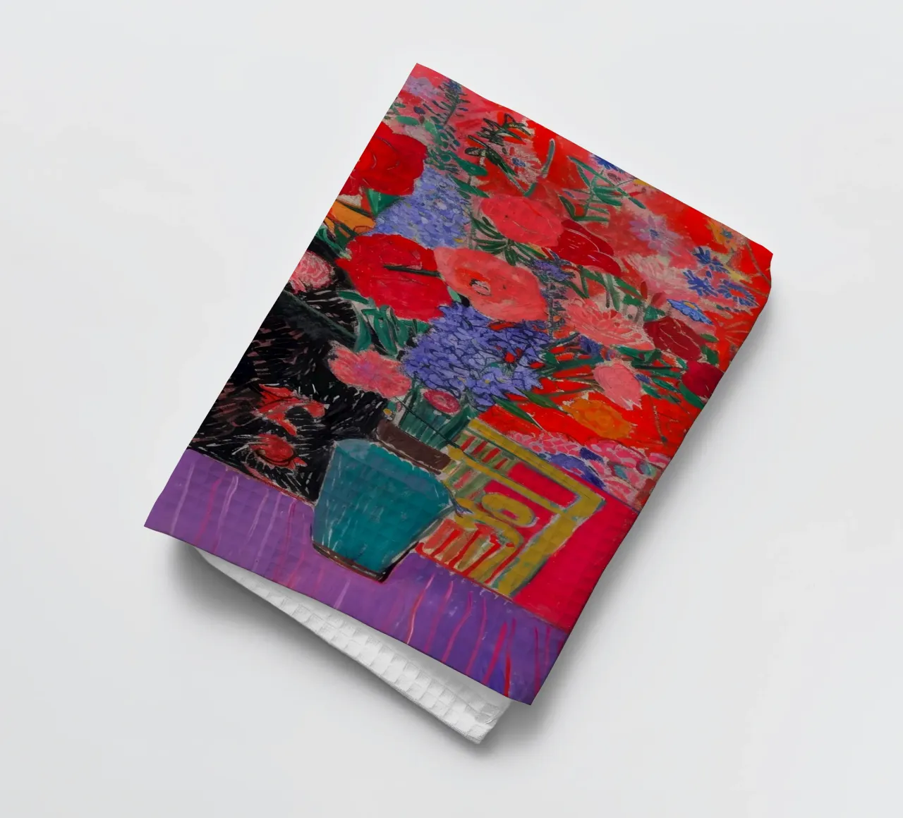 Femme avec fleurs Print | Vibrant Decorative Art torchon de NorwesClub