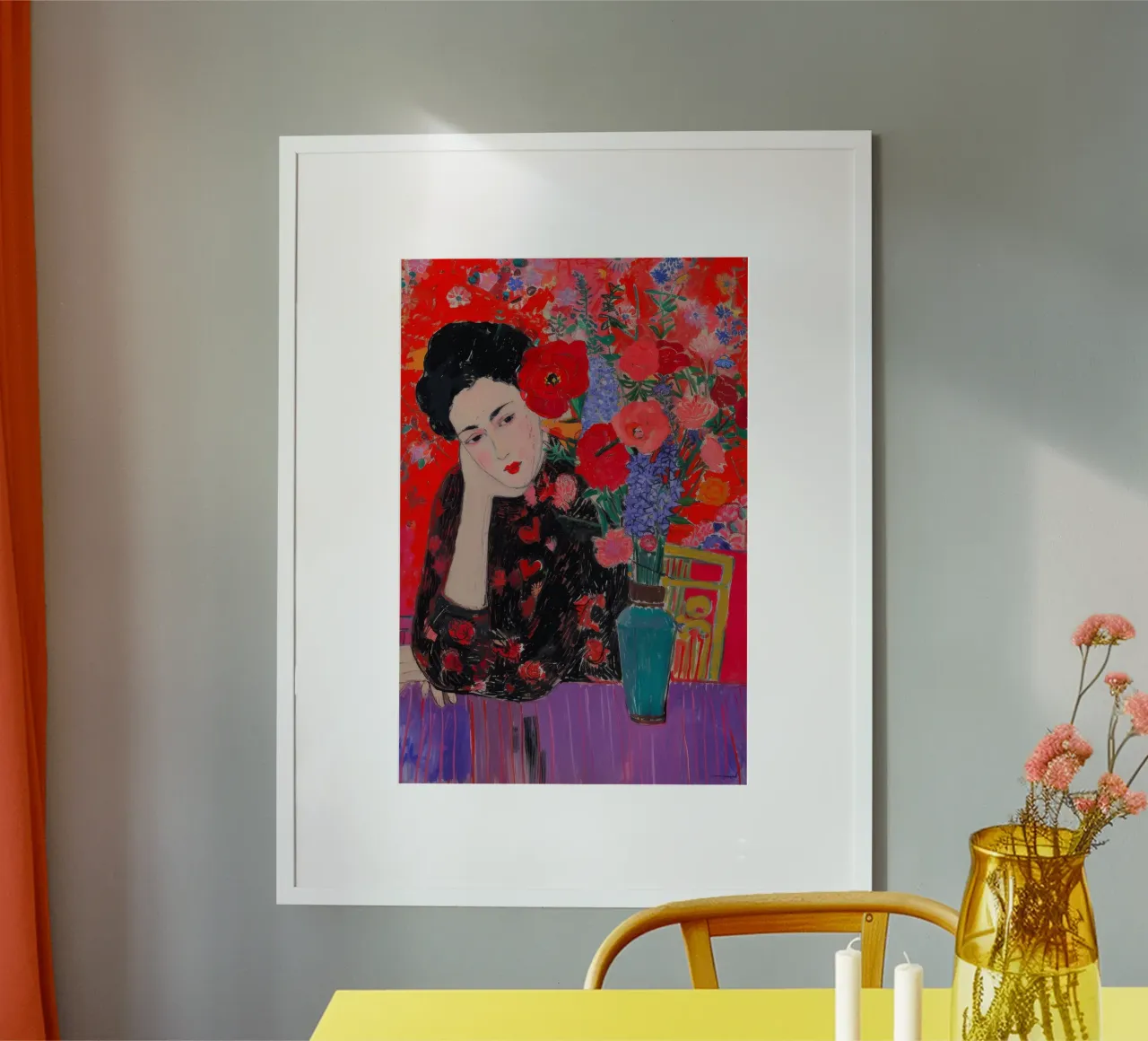 Mujer con Flores Print | Vibrant Decorative Art poster de NorwesClub
